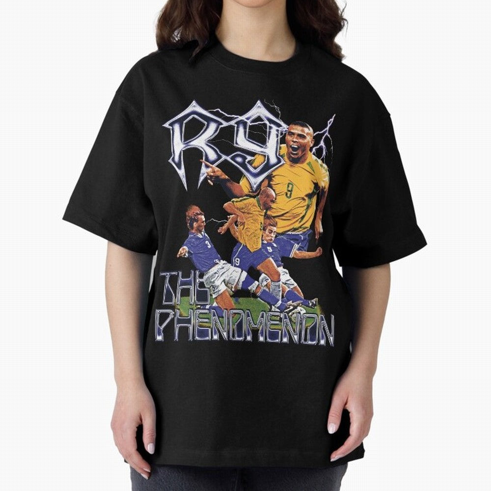 R9, The Phenomenon Oversized T-Shirt Wear the Spirit of Global Football Passion for FIFA World Cup 2026 USA Canada Mexico, Built around CR7 and Messi, Portugal, Fan Favorite Moments, National Team Passion, Big Match Drama and Soccer History; Ideal
