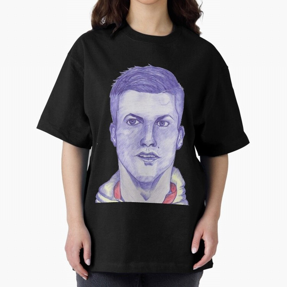 C-Ronaldo portrait drawing Oversized T-Shirt Turn Football Passion into Global Football Passion for FIFA World Cup 2026 USA Canada Mexico, Centered on Messi, CR7 and Mbappe, Brazil, Classic Soccer Heritage, Championship Pressure, Fan Loyalty and