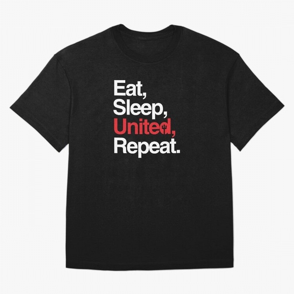 Eat, Sleep, United, Repeat - Funny Manchester United Quote Oversized T-Shirt Get Ready for Match Day Hype around FIFA World Cup 2026, Mbappe and Neymar, England, Fan Favorite Moments, National Team Passion, Big Match Drama and Soccer History; Made