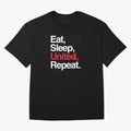Eat, Sleep, United, Repeat - Funny Manchester United Quote Oversized T-Shirt Get Ready for Match Day Hype around FIFA World Cup 2026, Mbappe and Neymar, England, Fan Favorite Moments, National Team Passion, Big Match Drama and Soccer History; Made