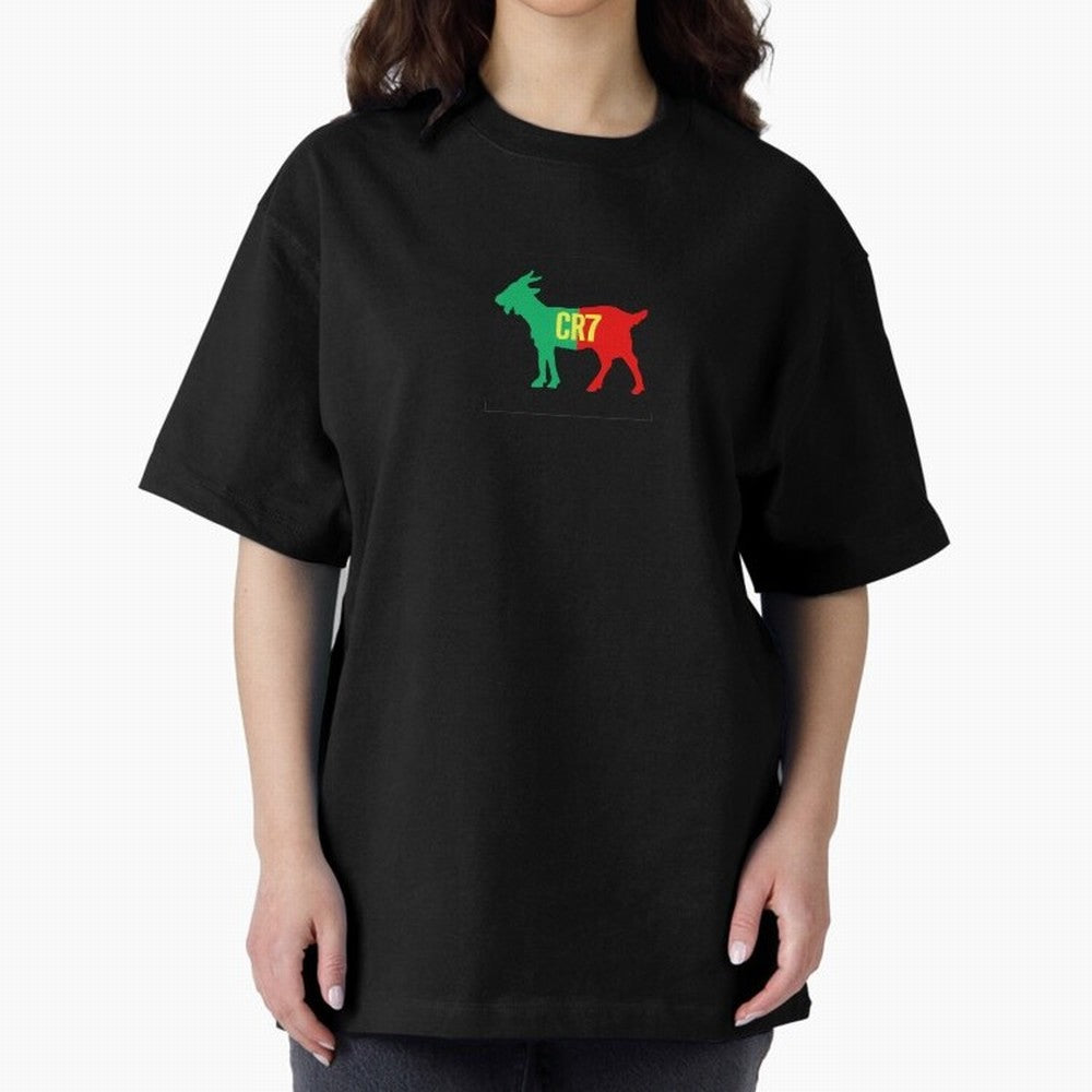 CR7 GOAT - Cristiano Ronaldo Oversized T-Shirt Celebrate Every Goal in Match Day Hype around FIFA World Cup 2026 USA Canada Mexico, Messi, Neymar and Mbappe, Spain and Netherlands, Supporter Pride, Iconic Celebrations, Legendary Names and Global