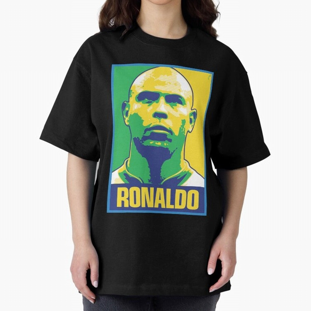 Ronaldo - BRAZIL Oversized T-Shirt Discover Match Day Hype around FIFA World Cup 2026 USA Canada Mexico, Messi, Neymar and Mbappe, Netherlands, Vintage Soccer Flavor, Modern Football Stars, National Flags and Final Night Emotion; Great for Watch