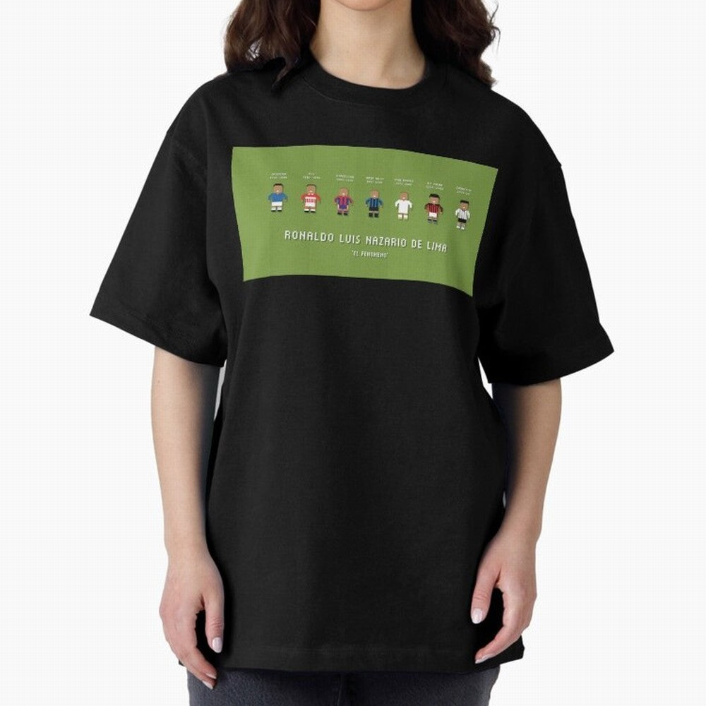 Ronaldo R9 Clubs Oversized T-Shirt Join Supporters Worldwide for the FIFA World Cup 2026 USA Canada Mexico Journey through CR7 Highlights, England Pride, Stadium Chants, National Pride, Trophy Dreams and Unforgettable Football Memories; Perfect for