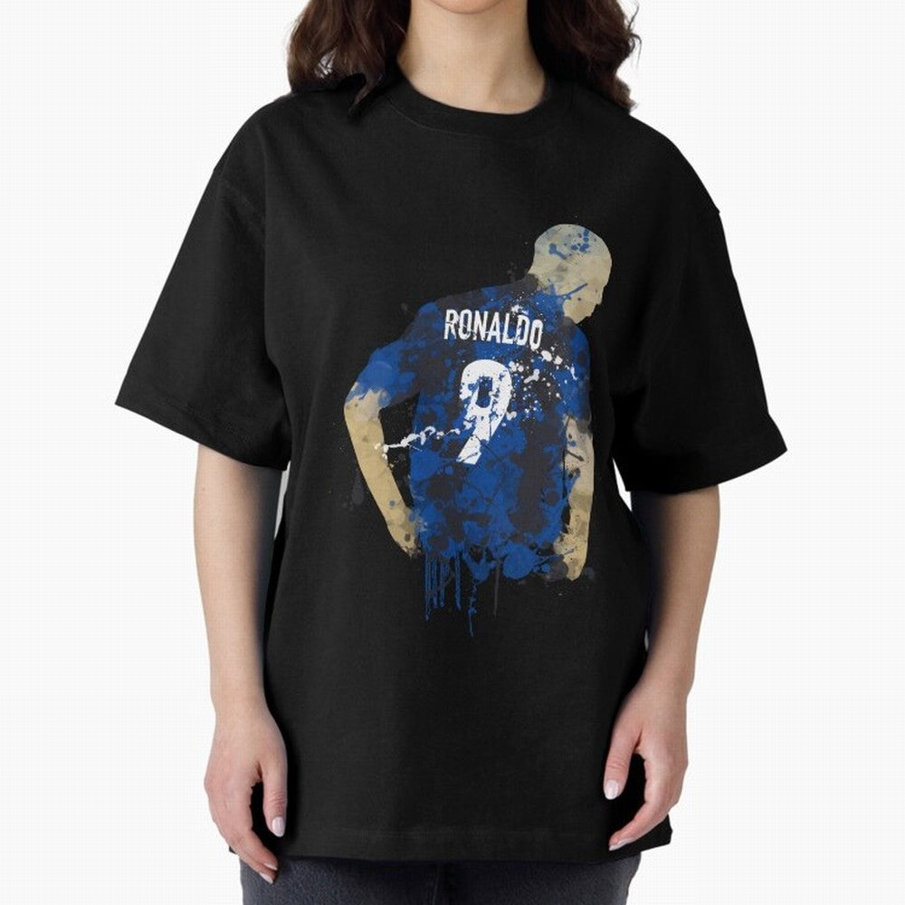 Ronaldo Number 9 Art Oversized T-Shirt Carry National Pride through FIFA World Cup 2026 USA Canada Mexico Spirit, Driven by Spain, Neymar, Haaland and Cristiano Ronaldo, Stadium Memories, Football Loyalty, International Chants and Championship