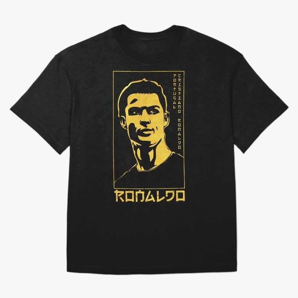 Ronaldo Golden Style Portrait art illustration Oversized T-Shirt Bring Legendary Rivalry Energy to Global Football Passion for FIFA World Cup 2026 Group Stage, Capturing Cristiano Ronaldo, Haaland and CR7, Argentina, France and Brazil, Game Day