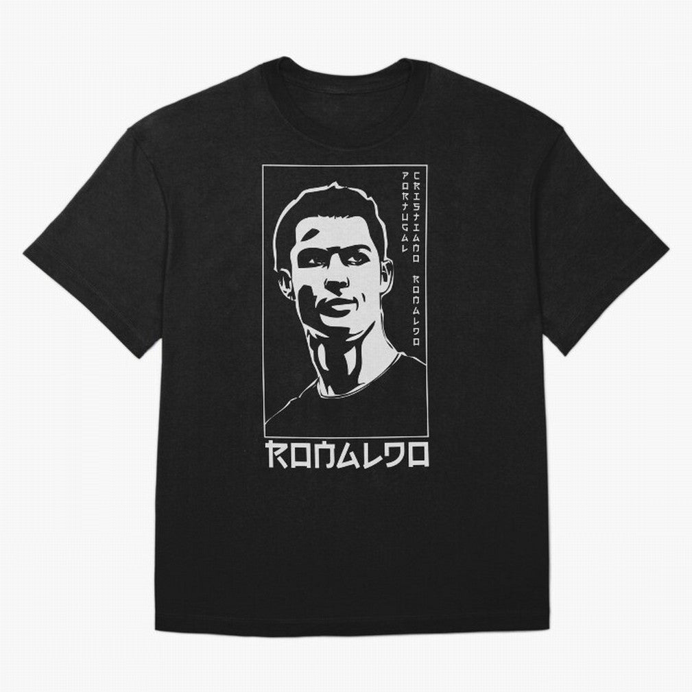 Ronaldo Japanese Style Portrait art illustration Oversized T-Shirt Make Your Look Match FIFA World Cup 2026 for Fans of Neymar, Haaland and Cristiano Ronaldo and England, Bringing Goal Celebration Energy, Supporter Heritage, Football Icons and