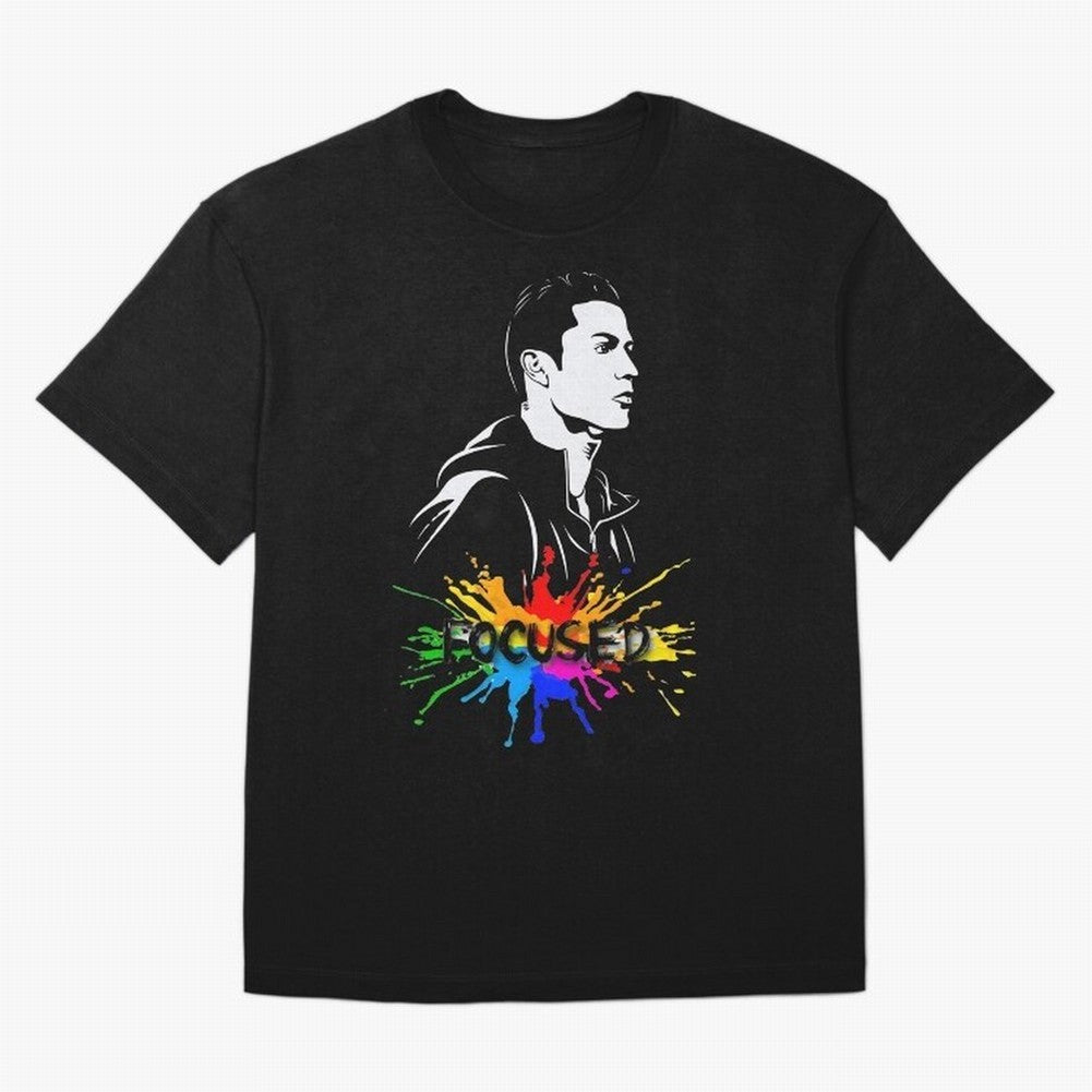 Christiano Ronaldo Focused Oversized T-Shirt Celebrate Fan Culture around the FIFA World Cup 2026 Journey through Cristiano Ronaldo Highlights, France and Portugal Pride, Championship Spirit, Famous Goals, Roaring Crowds and International Football