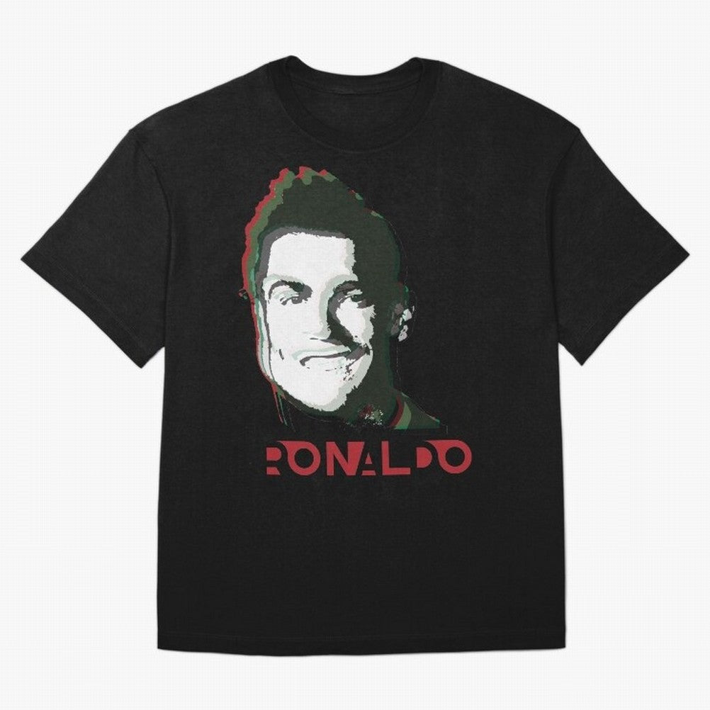 Portugal Football Captain Cristiano Ronaldo 3D Anaglyph Portrait Oversized T-Shirt Back the Journey through Match Day Hype around FIFA World Cup 2026 Group Stage, Neymar, Haaland and Cristiano Ronaldo, Argentina, Retro Football Energy, Iconic