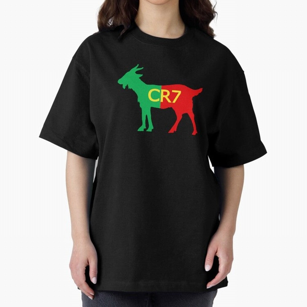 CR7 GOAT Tuga 3 Oversized T-Shirt Celebrate Fan Culture around Match Day Hype around FIFA World Cup 2026 Group Stage, Haaland, England and Germany, Supporter Pride, Iconic Celebrations, Legendary Names and Global Match Day Energy; Great for