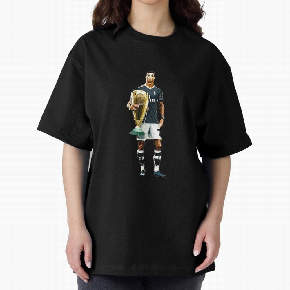 Cristiano Ronaldo CR7 Game Time Pixel Artwork Futbol Soccer Oversized T-Shirt Relive Legendary Nights from FIFA World Cup 2026 USA Canada Mexico for Fans of Neymar and Argentina, France and Brazil, Bringing Sports Nostalgia, International