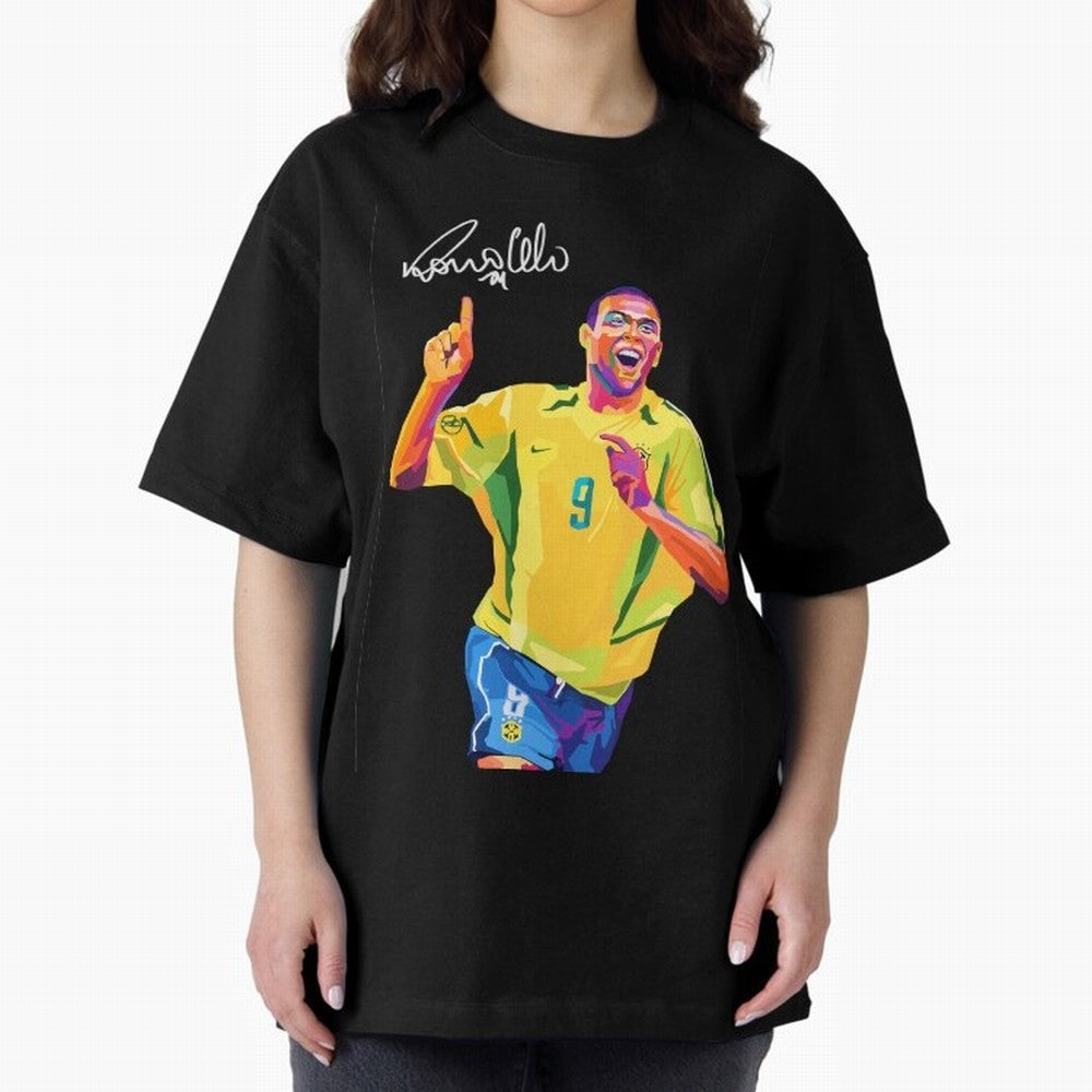 Ronaldo Nazario Pop Art Oversized T-Shirt Celebrate Golden Goal Energy in Match Day Hype around FIFA World Cup 2026, CR7, Argentina and Brazil, Worldwide Fan Energy, Dramatic Goals, Stadium Lights and Championship Celebrations; Ideal for Football