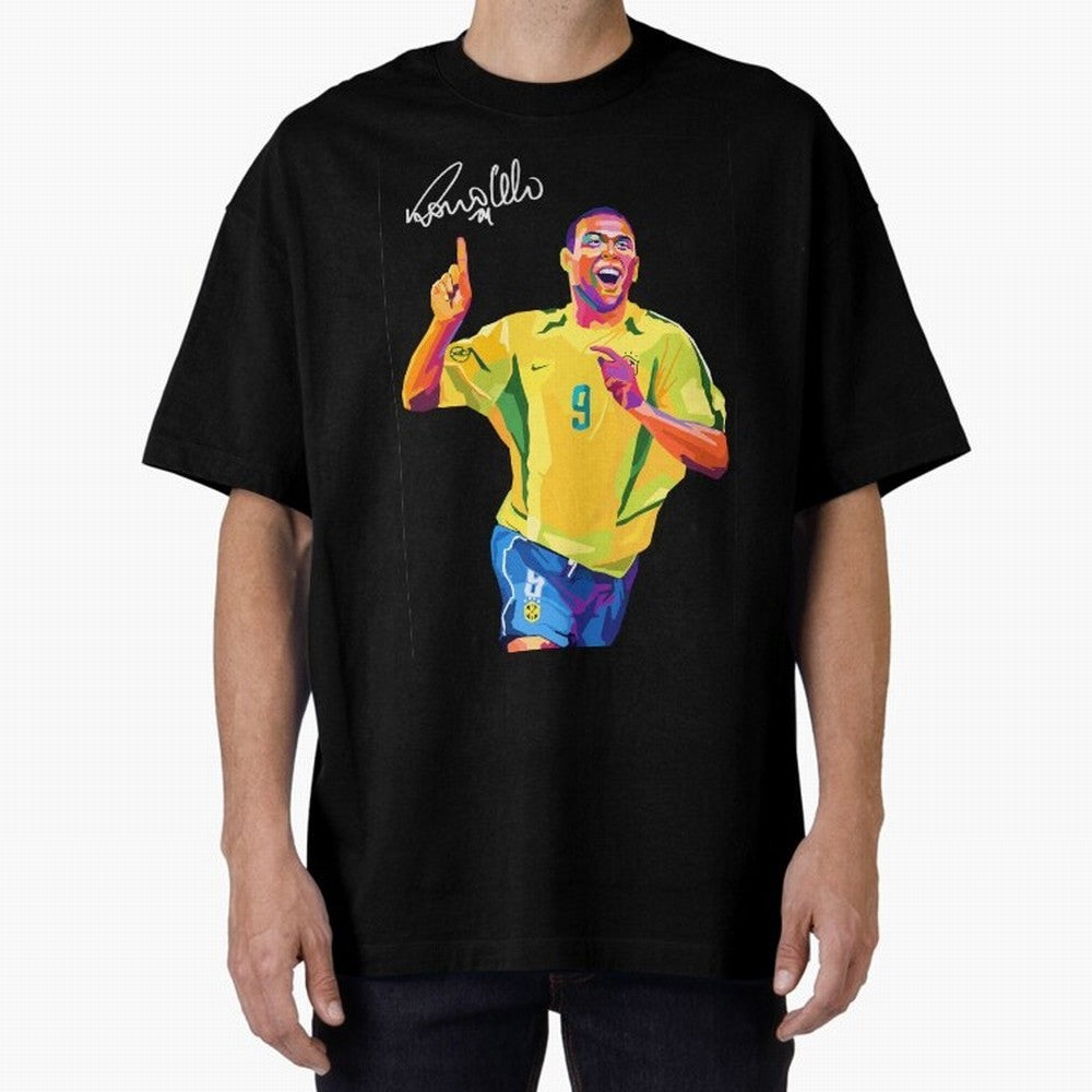 Ronaldo Nazario Pop Art Oversized T-Shirt Celebrate Golden Goal Energy in Match Day Hype around FIFA World Cup 2026, CR7, Argentina and Brazil, Worldwide Fan Energy, Dramatic Goals, Stadium Lights and Championship Celebrations; Ideal for Football