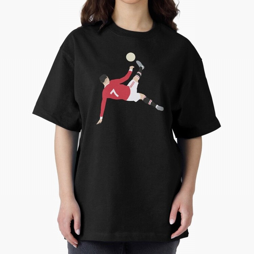 Cristiano Ronaldo Bicycle Kick MUFC Oversized T-Shirt Show Support during the FIFA World Cup 2026 USA Canada Mexico Journey through Messi Highlights, Argentina Pride, Championship Spirit, Famous Goals, Roaring Crowds and International Football