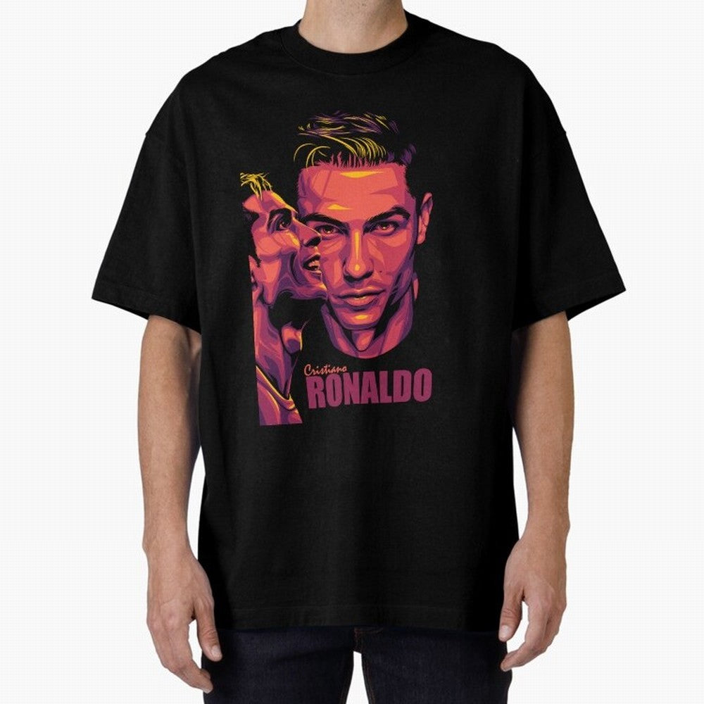 Cristiano Ronaldo Glow in the Dark Oversized T-Shirt Bring a Vintage Feel to the FIFA World Cup 2026 Journey through Mbappe and Neymar Highlights, France Pride, Championship Spirit, Famous Goals, Roaring Crowds and International Football Unity;