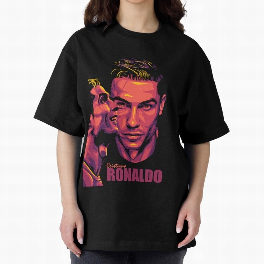 Cristiano Ronaldo Glow in the Dark Oversized T-Shirt Bring a Vintage Feel to the FIFA World Cup 2026 Journey through Mbappe and Neymar Highlights, France Pride, Championship Spirit, Famous Goals, Roaring Crowds and International Football Unity;