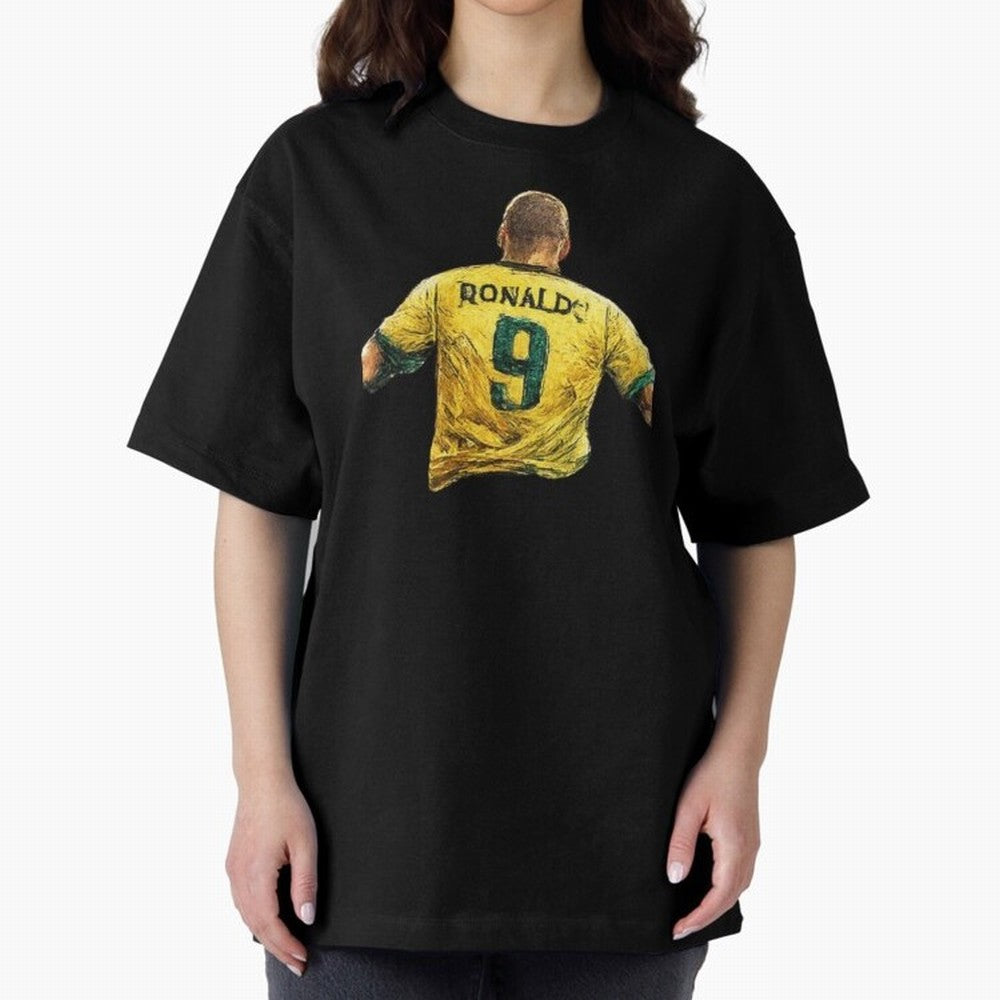 Brazilian Football Legend No.9 Vintage Streetwear Design Oversized T-Shirt Celebrate Classic Football Spirit in Match Day Hype around FIFA World Cup 2026, Neymar, Haaland and Cristiano Ronaldo, Brazil, Portugal and Argentina, Worldwide Fan Energy,