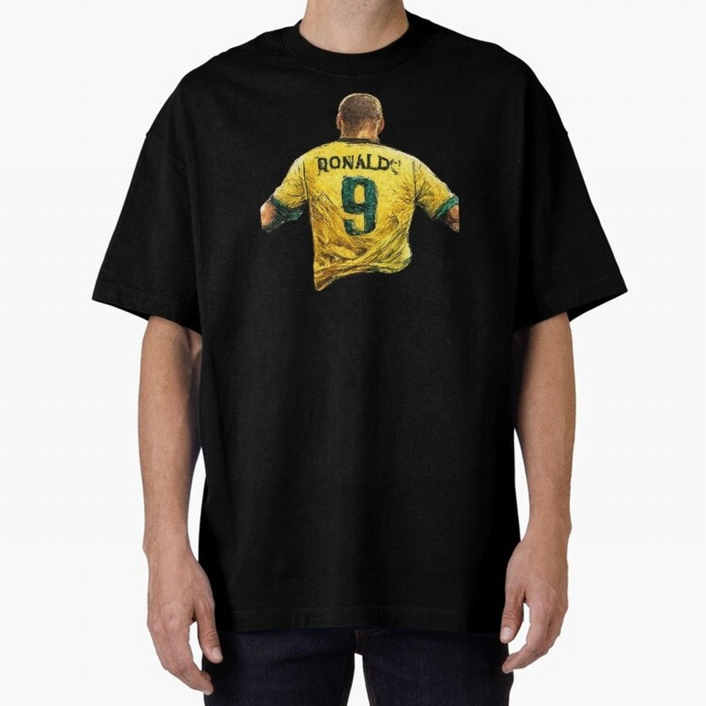 Brazilian Football Legend No.9 Vintage Streetwear Design Oversized T-Shirt Celebrate Classic Football Spirit in Match Day Hype around FIFA World Cup 2026, Neymar, Haaland and Cristiano Ronaldo, Brazil, Portugal and Argentina, Worldwide Fan Energy,