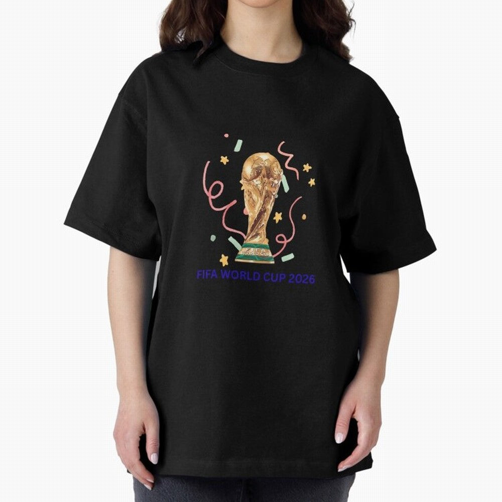 FIFA World Cup 2026 Oversized T-Shirt Live the Energy of Global Football Passion for FIFA World Cup 2026 Group Stage, with Mbappe and Neymar, Argentina, Fan Favorite Moments, National Team Passion, Big Match Drama and Soccer History; Perfect for