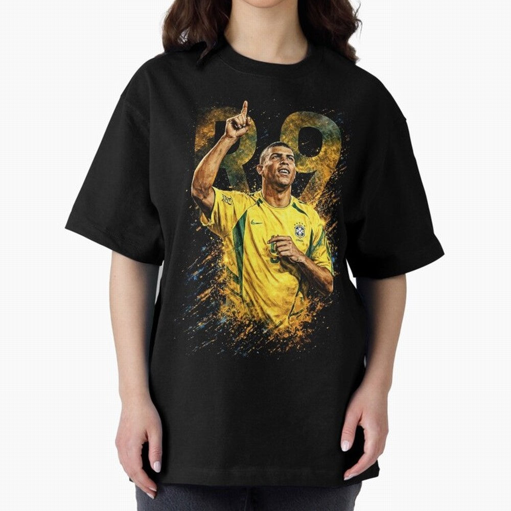 R9 Ronaldo Football Legend Oversized T-Shirt Follow the Final Road of Global Football Passion for FIFA World Cup 2026 Group Stage, Centered on Messi, Neymar and Mbappe, England and Germany, Sports Nostalgia, International Competition, Famous