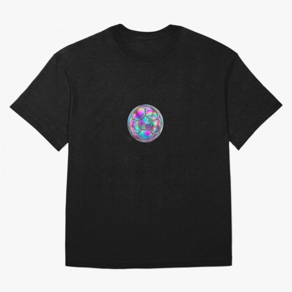Soccer ball holographic sticker Oversized T-Shirt Join Supporters Worldwide for FIFA World Cup 2026 USA Canada Mexico with Cristiano Ronaldo, England and Germany Energy, Global Supporter Spirit, Legendary Goals, National Colors and Tournament