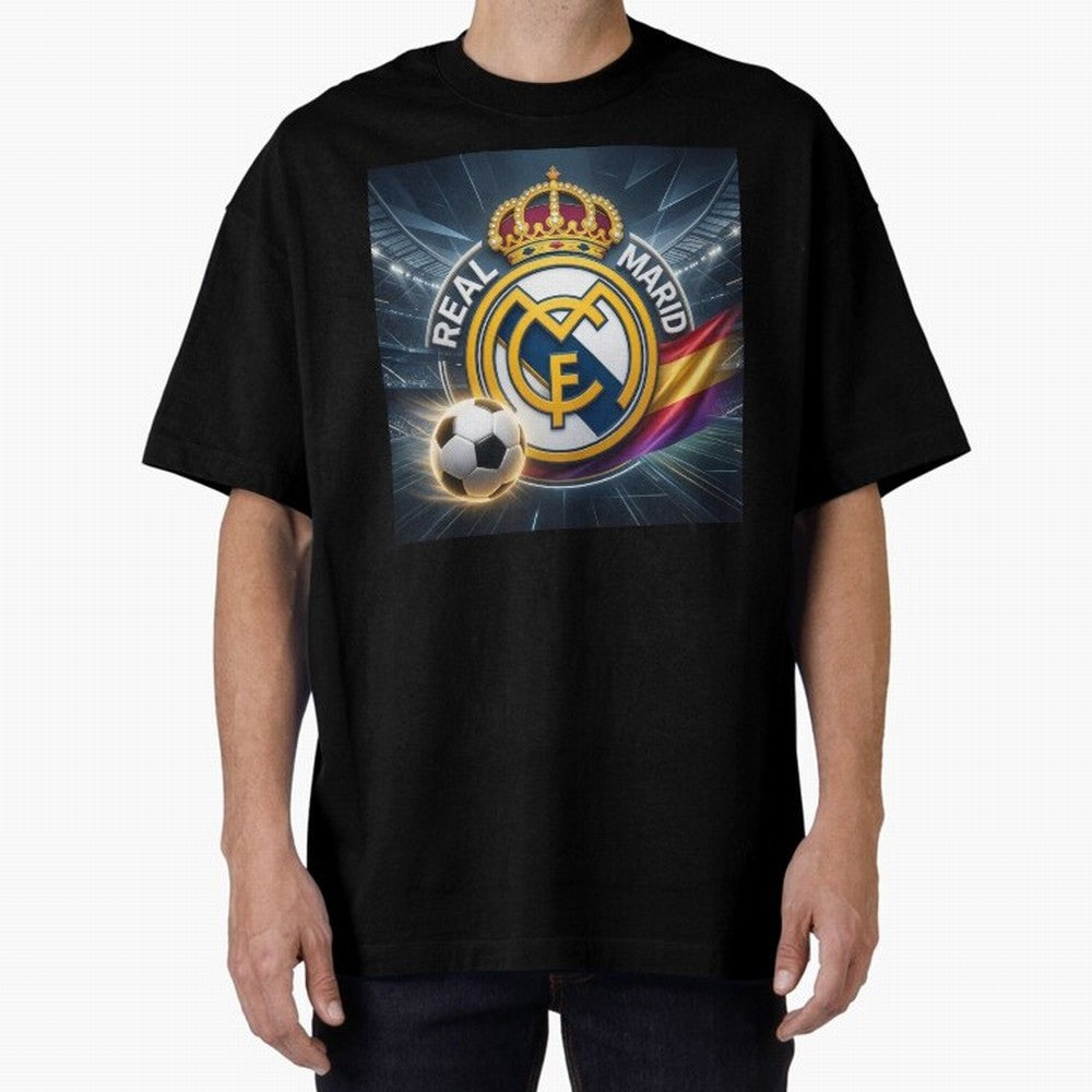 Real Madrid's ball Oversized T-Shirt Bring FIFA World Cup 2026 for Fans of Mbappe and Neymar and Spain, Bringing Tournament Hype, Historic Matchups, Family Viewing Parties and Global Sports Pride; Ideal for Passionate Fans Who Love Underdog