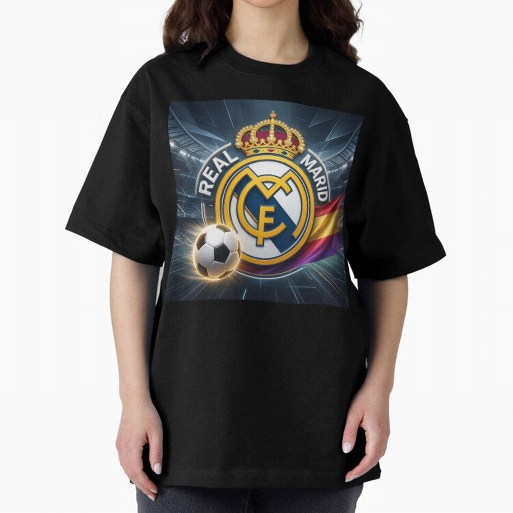 Real Madrid's ball Oversized T-Shirt Bring FIFA World Cup 2026 for Fans of Mbappe and Neymar and Spain, Bringing Tournament Hype, Historic Matchups, Family Viewing Parties and Global Sports Pride; Ideal for Passionate Fans Who Love Underdog