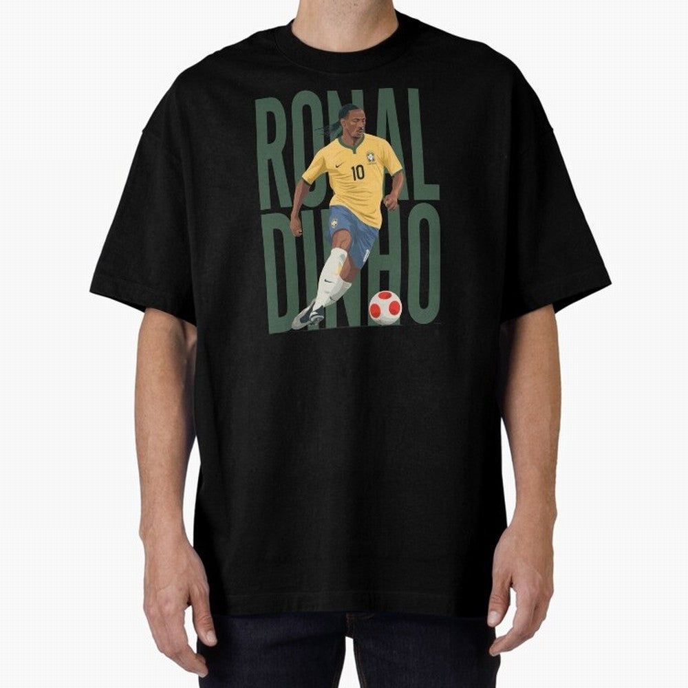 Ronaldinho Gaucho in action Minimalist Graphic Oversized T-Shirt Feel the Roar of FIFA World Cup 2026 Group Stage Filled with Haaland, France Energy, Soccer Culture, Superstar Moments, National Team Dreams and Competitive Fire; Ideal for Fans Who