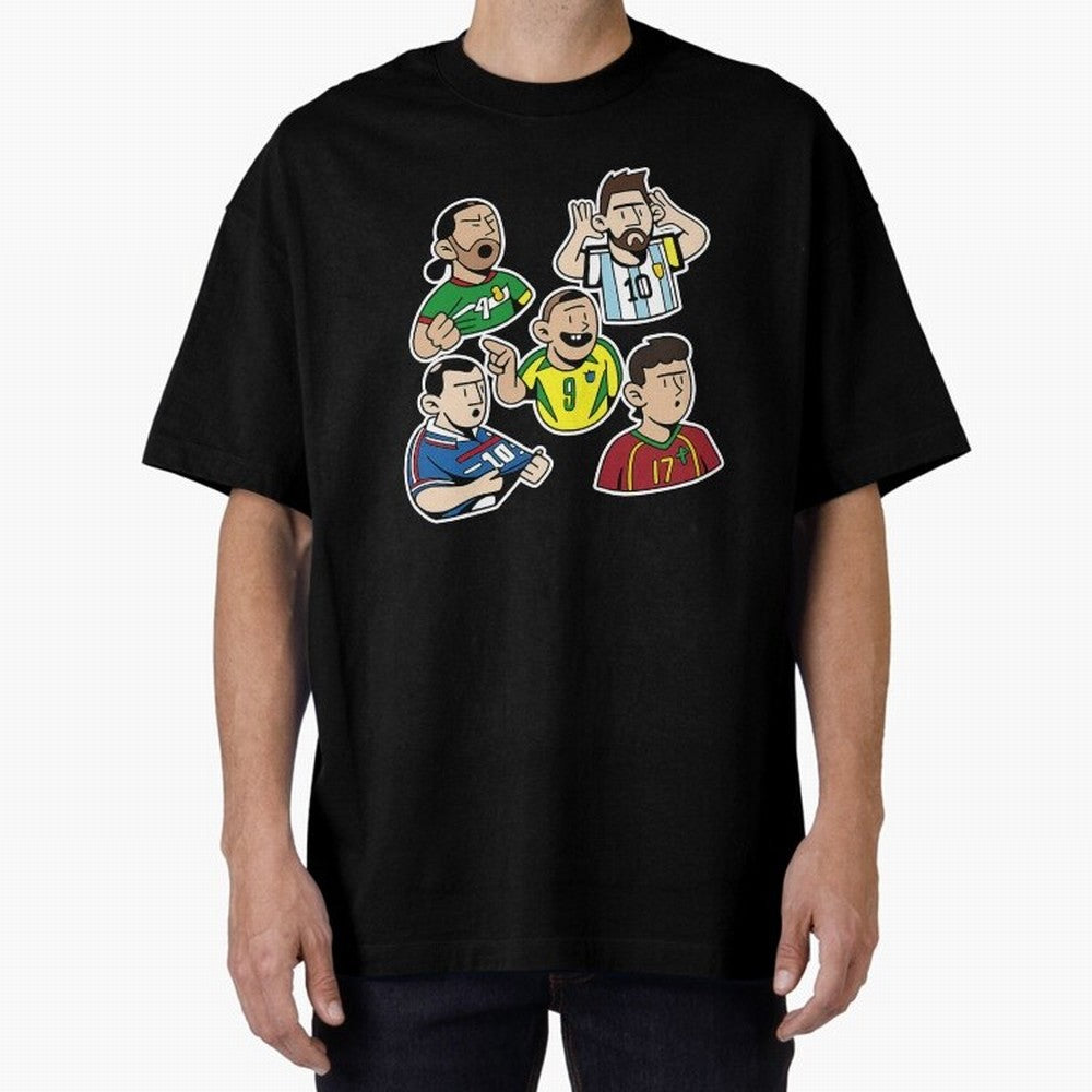 Soccer players Oversized T-Shirt Represent the FIFA World Cup 2026 Group Stage Journey through Mbappe Highlights, Spain Pride, Retro Football Energy, Iconic Rivalries, Trophy Chase Drama and Stadium Atmosphere; Ideal for Football Dads, Football