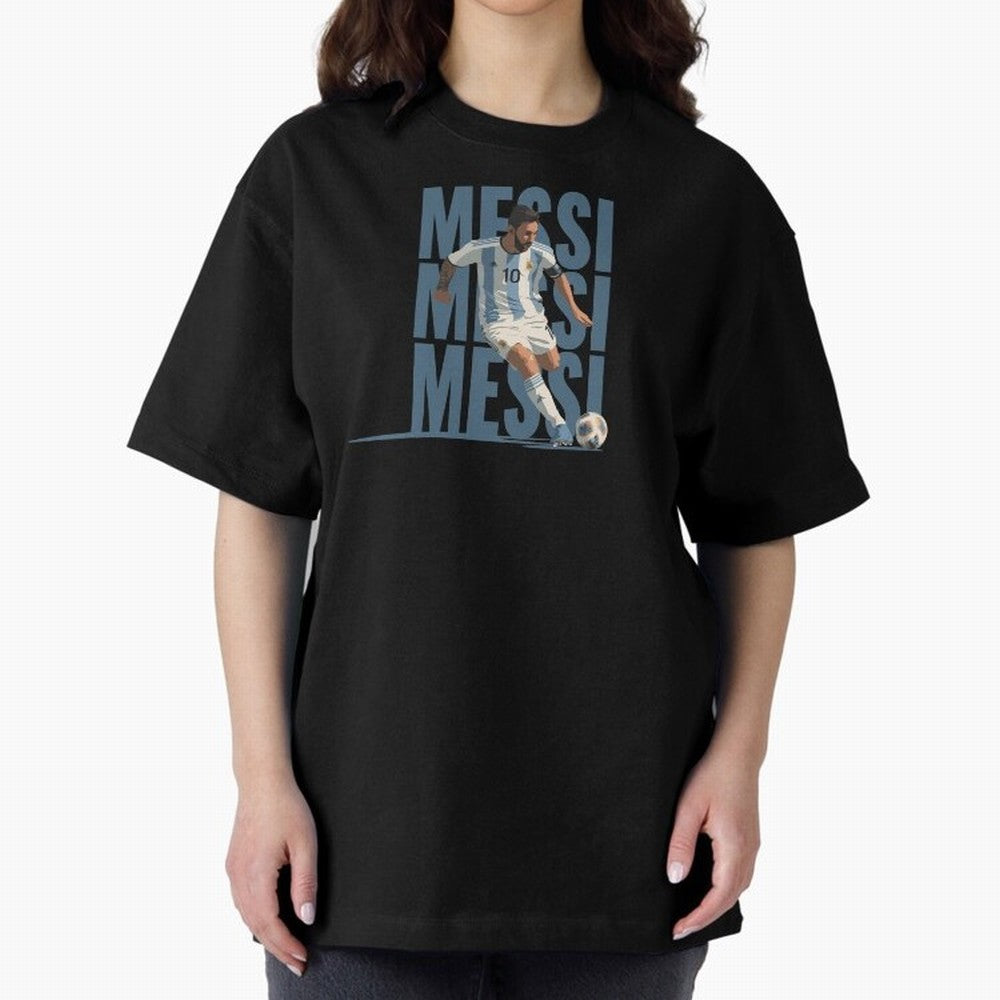 Messi in action Minimalist Graphic Oversized T-Shirt Fuel the Hype around FIFA World Cup 2026 USA Canada Mexico for Fans of Messi, CR7 and Mbappe and England, France and Netherlands, Bringing Stadium Memories, Football Loyalty, International Chants