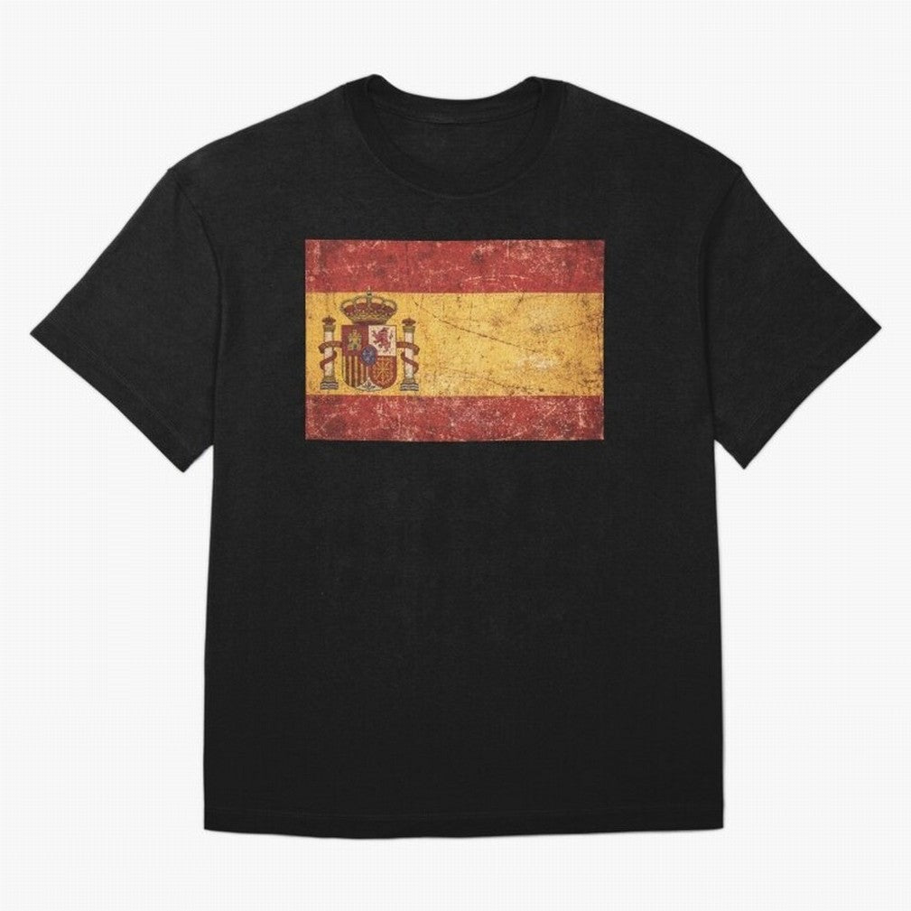 Vintage Distressed Spanish Flag Oversized T-Shirt Discover FIFA World Cup 2026 USA Canada Mexico for Fans of Haaland and Mbappe and Argentina, Bringing Stadium Memories, Football Loyalty, International Chants and Championship Tradition; Perfect for