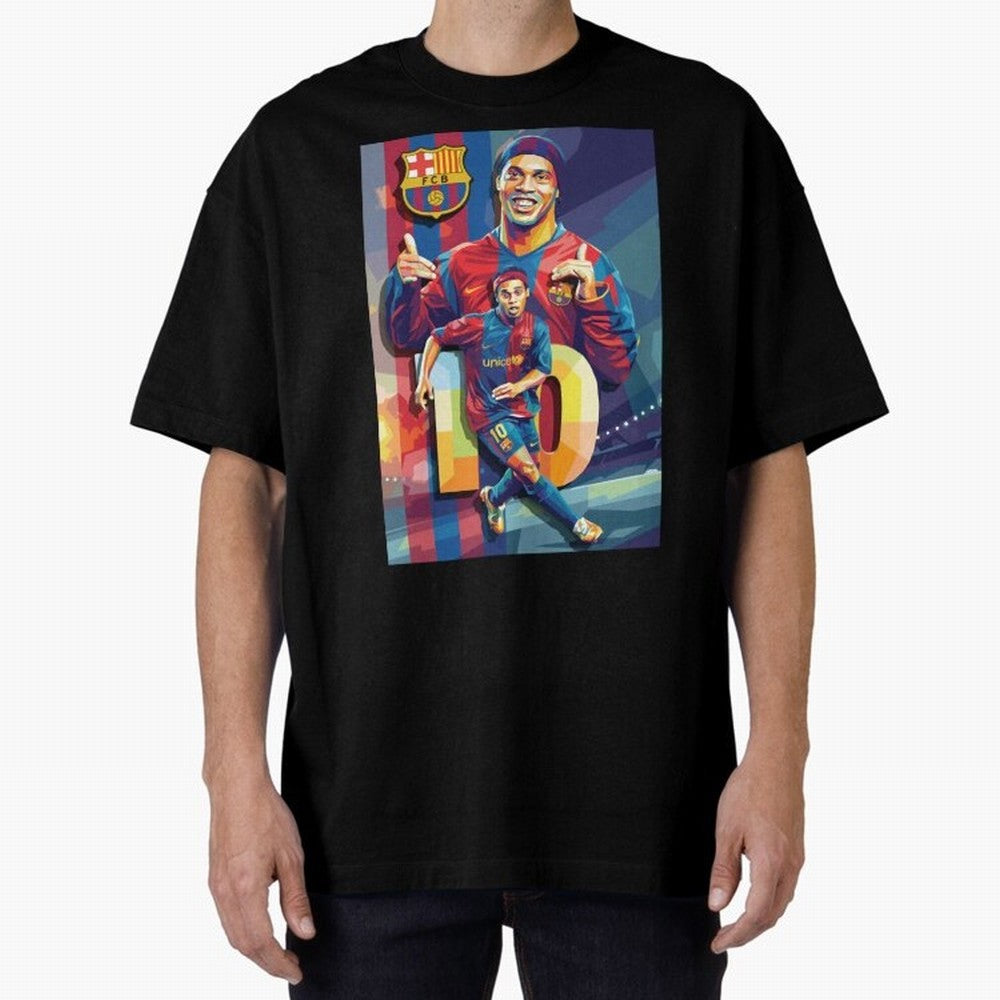 Ronaldinho Oversized T-Shirt Showcase FIFA World Cup 2026 USA Canada Mexico for Fans of Neymar, Haaland and Cristiano Ronaldo and Brazil, Bringing Fan Favorite Moments, National Team Passion, Big Match Drama and Soccer History; Perfect for