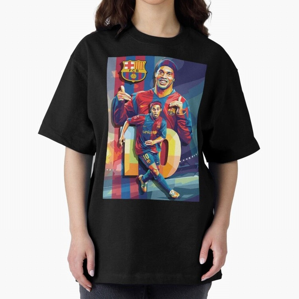 Ronaldinho Oversized T-Shirt Showcase FIFA World Cup 2026 USA Canada Mexico for Fans of Neymar, Haaland and Cristiano Ronaldo and Brazil, Bringing Fan Favorite Moments, National Team Passion, Big Match Drama and Soccer History; Perfect for