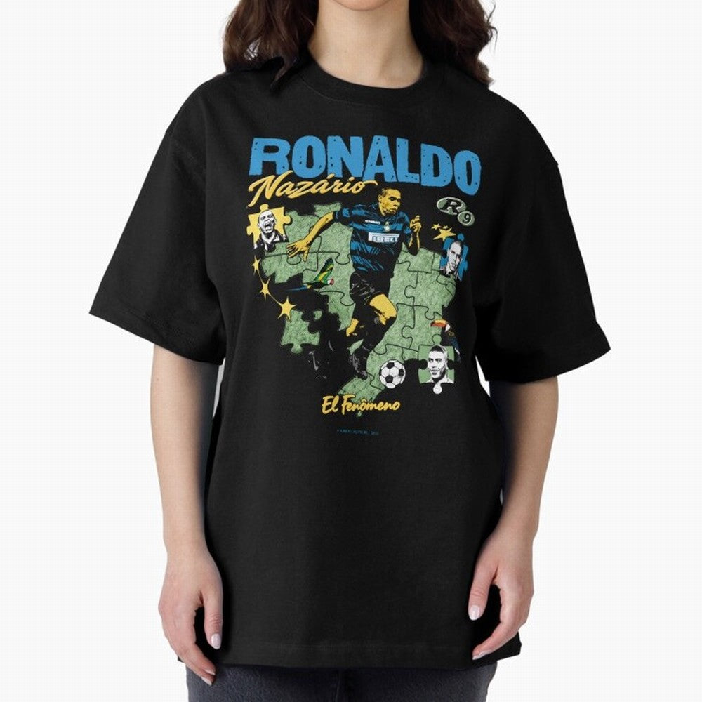 R9 Ronaldo Nazario Retro Brazil Soccer Oversized T-Shirt Fuel Your Fan Pride for Global Football Passion for FIFA World Cup 2026 USA Canada Mexico, Made for Haaland, Portugal, Fan Favorite Moments, National Team Passion, Big Match Drama and Soccer
