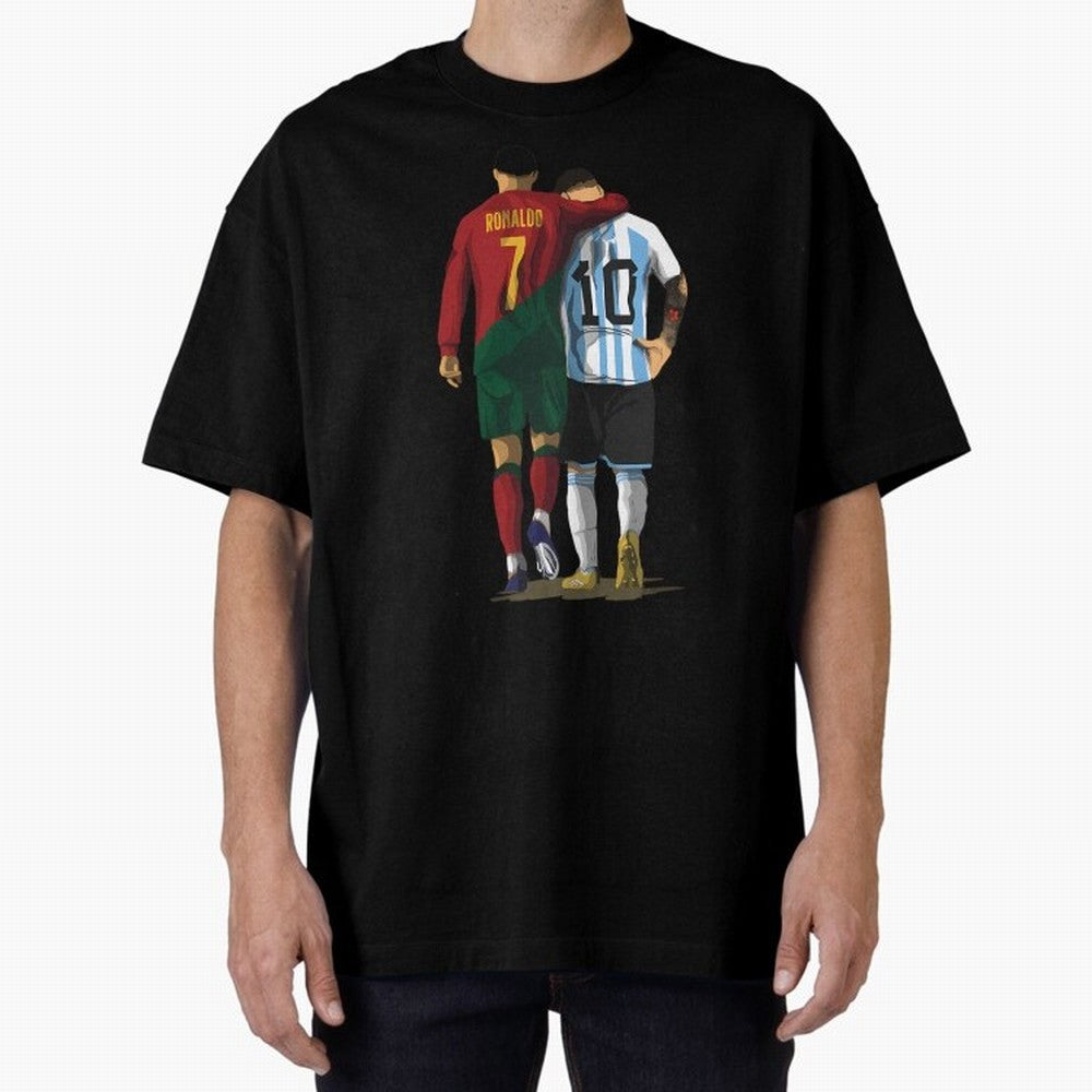 Messi Ronaldo Chit Chat Illustration Oversized T-Shirt Bring World Football Passion into FIFA World Cup 2026 USA Canada Mexico Connected to Messi and Cristiano Ronaldo, Argentina and Brazil Energy, Fan Favorite Moments, National Team Passion, Big