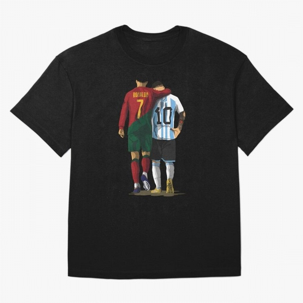 Messi Ronaldo Chit Chat Illustration Oversized T-Shirt Bring World Football Passion into FIFA World Cup 2026 USA Canada Mexico Connected to Messi and Cristiano Ronaldo, Argentina and Brazil Energy, Fan Favorite Moments, National Team Passion, Big