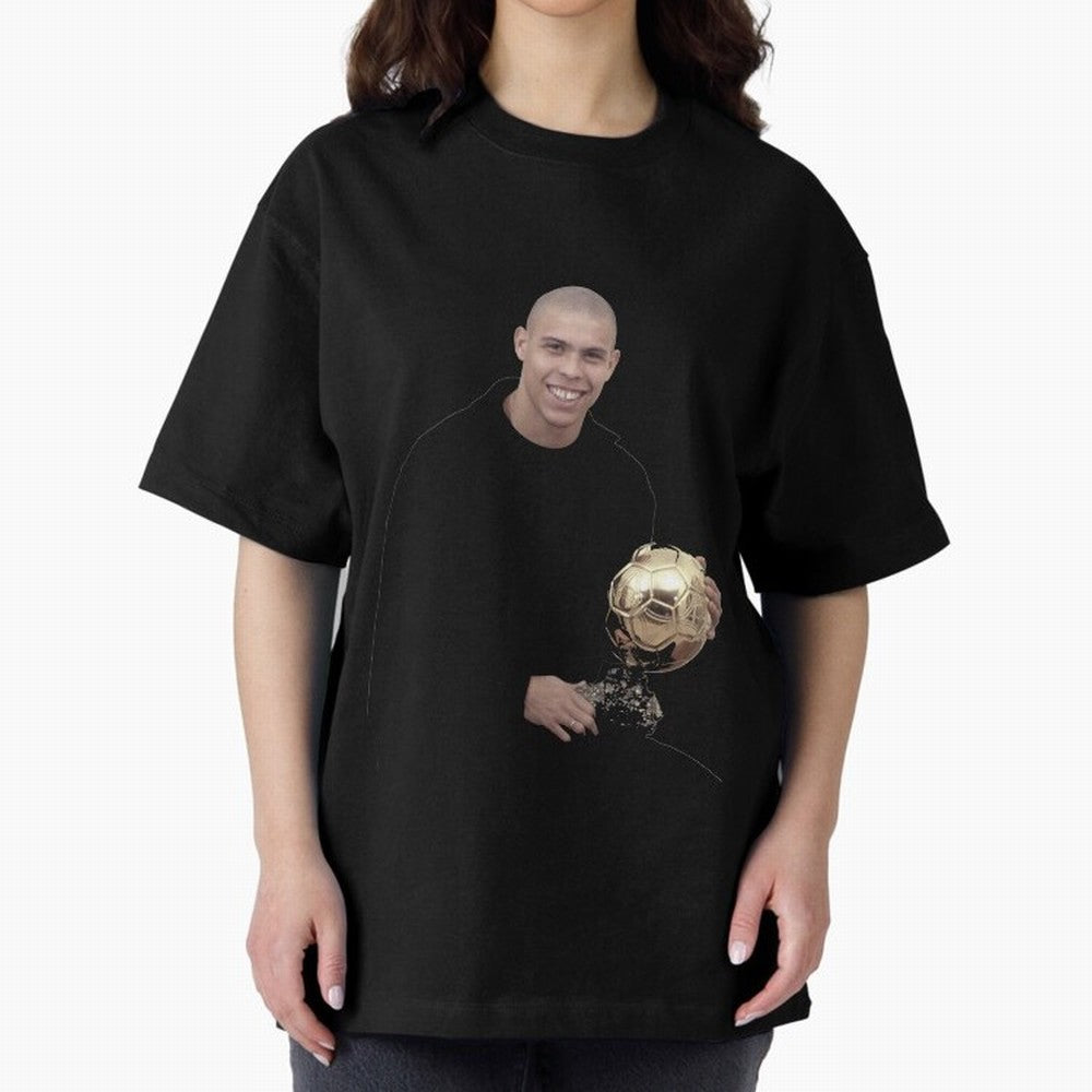 Ronaldo Iconic Ballon d¡¯Or Football Art Oversized T-Shirt Follow FIFA World Cup 2026 USA Canada Mexico Spirit, Filled with England and Germany, CR7 and Messi, Vintage Soccer Flavor, Modern Football Stars, National Flags and Final Night Emotion;