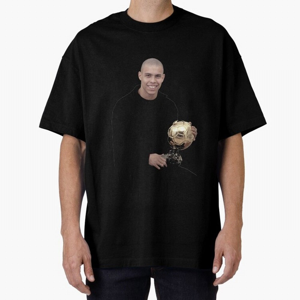 Ronaldo Iconic Ballon d¡¯Or Football Art Oversized T-Shirt Follow FIFA World Cup 2026 USA Canada Mexico Spirit, Filled with England and Germany, CR7 and Messi, Vintage Soccer Flavor, Modern Football Stars, National Flags and Final Night Emotion;