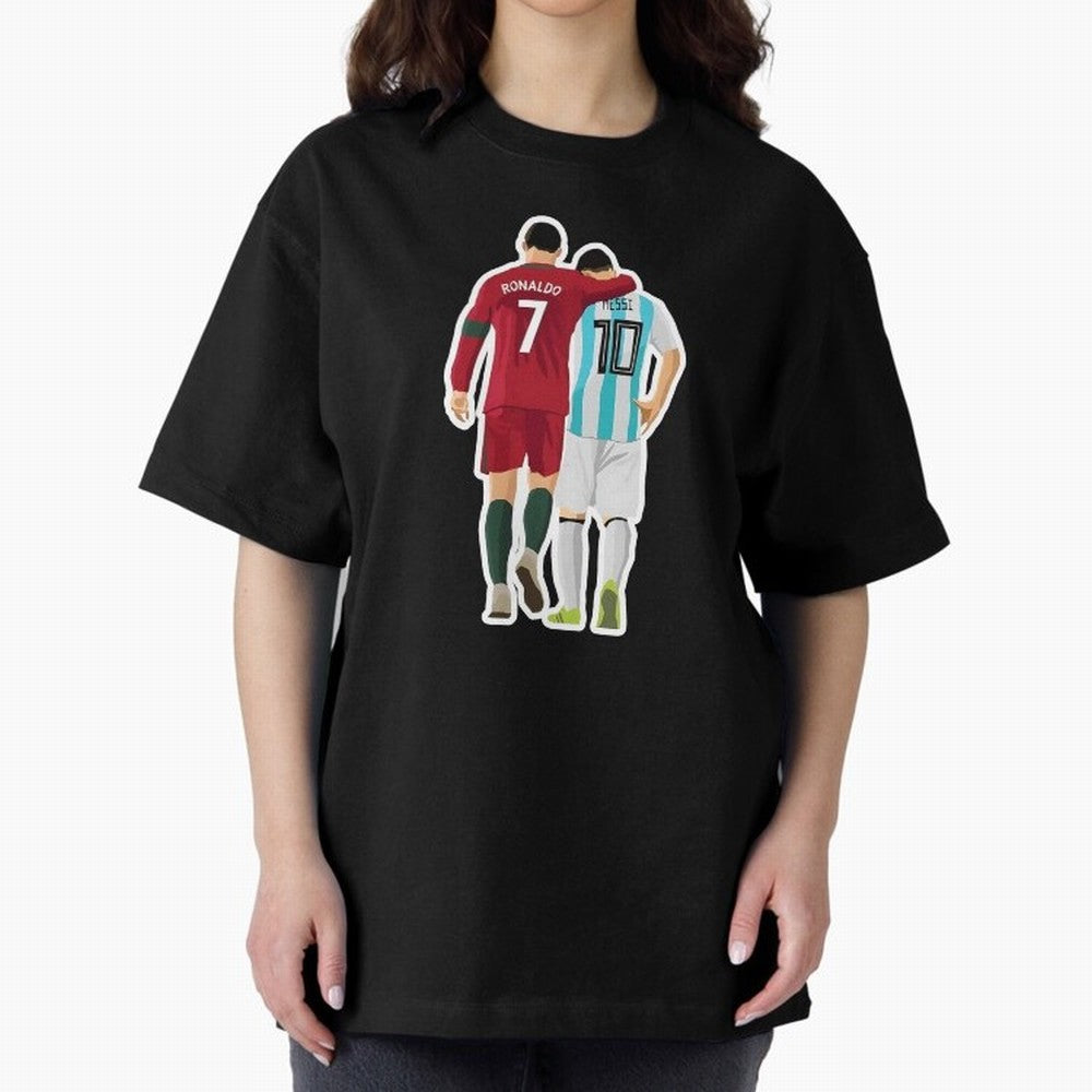 Ronaldo & Messi Oversized T-Shirt Back the Journey through FIFA World Cup 2026 for Fans of Messi, CR7 and Mbappe and Germany, Bringing Game Day Rituals, Football Legends, Country Pride and the Road to the Final; Created for Match Day Parties,
