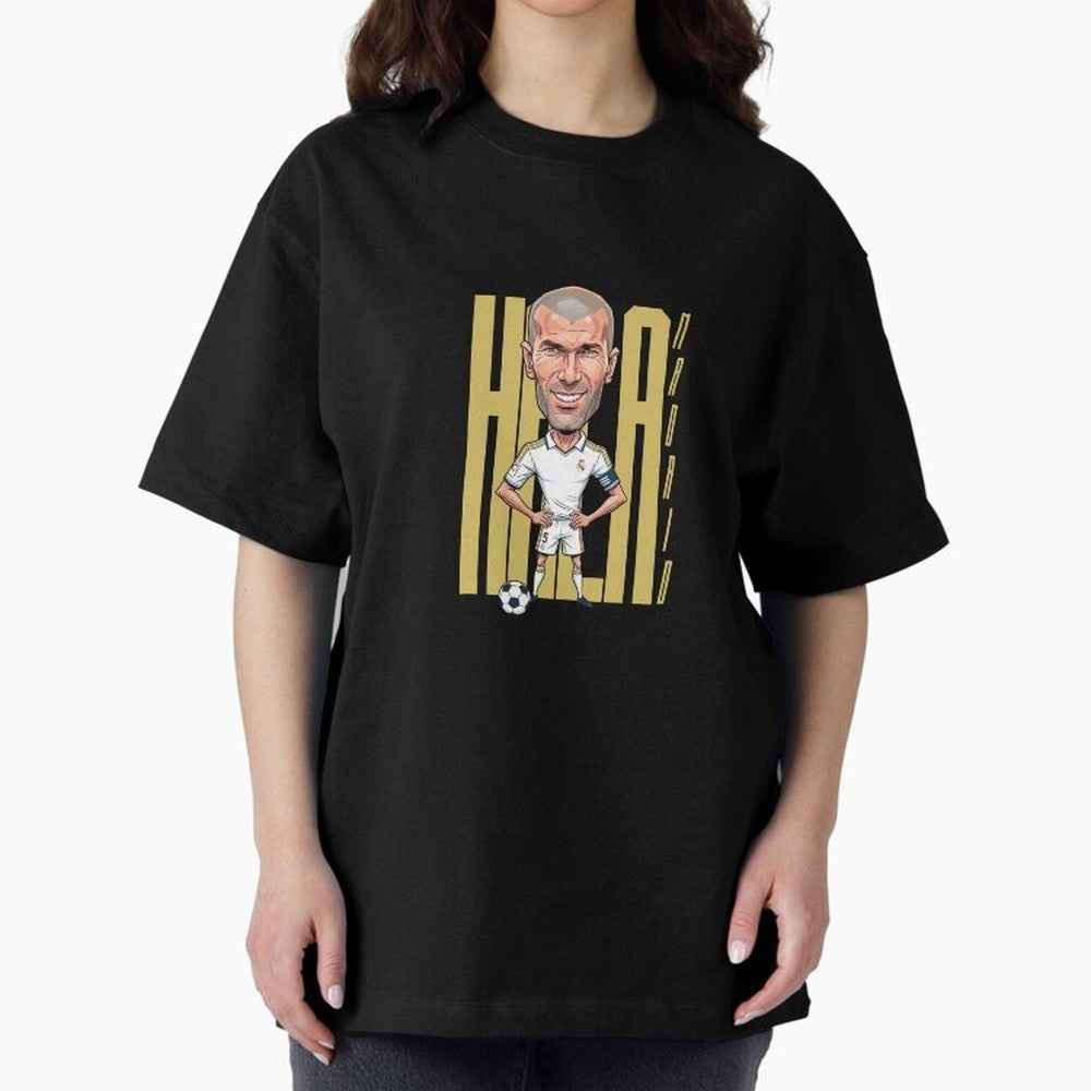 Caricature of Zin¨¦dine Zidane Hala Madrid Oversized T-Shirt Capture Stadium Memories from Match Day Hype around FIFA World Cup 2026, Neymar, Haaland and Cristiano Ronaldo, Netherlands, Global Supporter Spirit, Legendary Goals, National Colors and