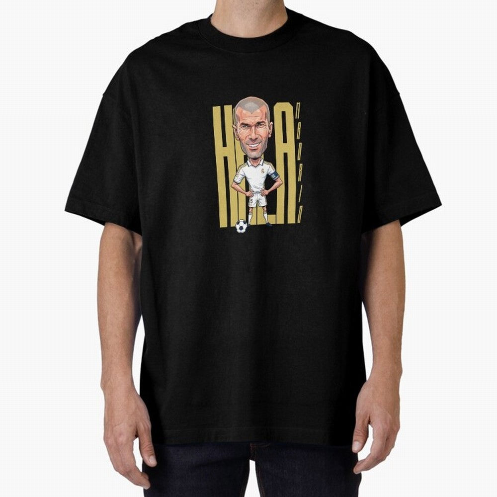 Caricature of Zin¨¦dine Zidane Hala Madrid Oversized T-Shirt Capture Stadium Memories from Match Day Hype around FIFA World Cup 2026, Neymar, Haaland and Cristiano Ronaldo, Netherlands, Global Supporter Spirit, Legendary Goals, National Colors and
