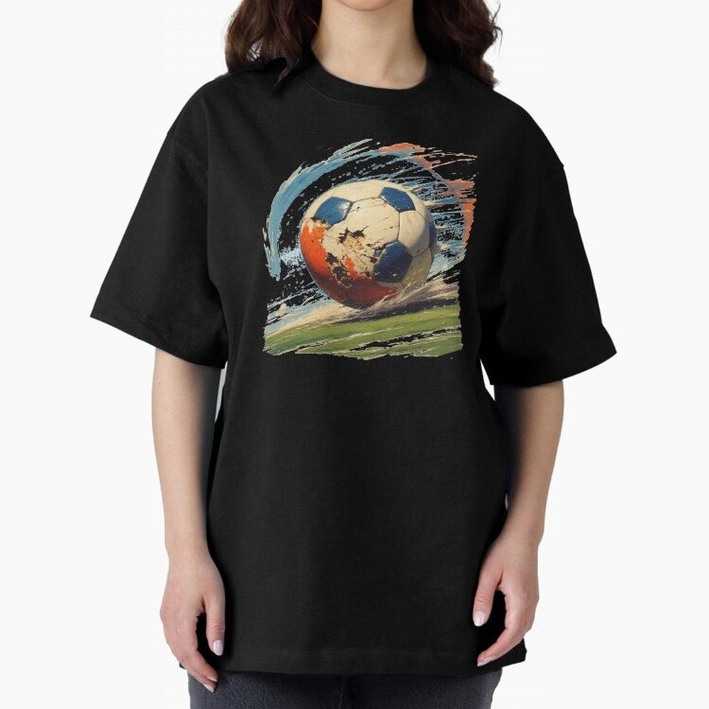 Soccer Ball in Fight Oversized T-Shirt Fuel the Hype around FIFA World Cup 2026 Group Stage Spirit, Capturing France and Portugal, Messi, CR7 and Mbappe, Stadium Memories, Football Loyalty, International Chants and Championship Tradition; Built for