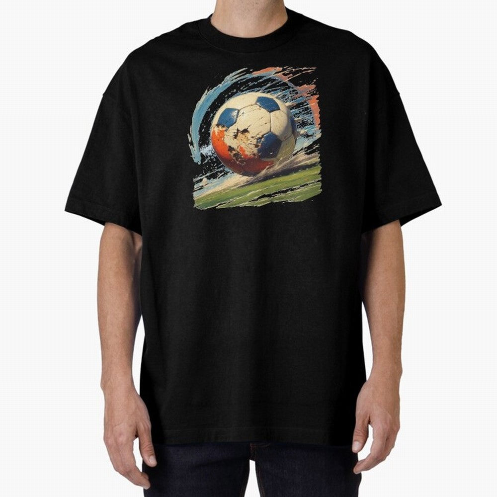Soccer Ball in Fight Oversized T-Shirt Fuel the Hype around FIFA World Cup 2026 Group Stage Spirit, Capturing France and Portugal, Messi, CR7 and Mbappe, Stadium Memories, Football Loyalty, International Chants and Championship Tradition; Built for