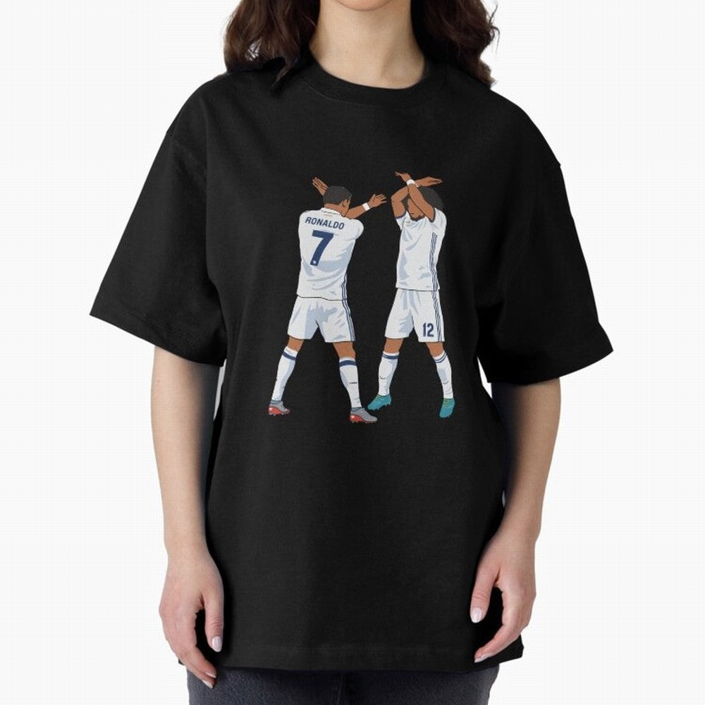 Ronaldo Madrid Celebration Duo Oversized T-Shirt Follow the Final Road of the FIFA World Cup 2026 Group Stage Journey through Mbappe Highlights, Spain and Netherlands Pride, Championship Spirit, Famous Goals, Roaring Crowds and International