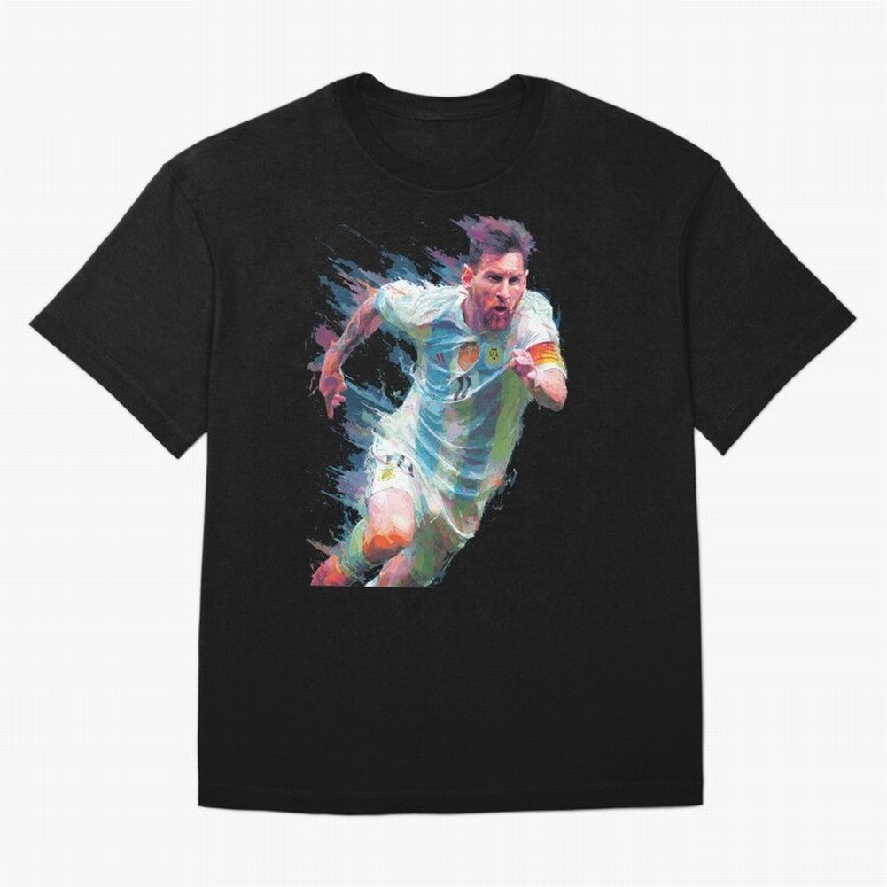 Messi in action Graphic Paint poster design Oversized T-Shirt Celebrate Soccer Greatness during FIFA World Cup 2026 Group Stage Featuring Cristiano Ronaldo, France Energy, Champion Mindset, Group Stage Buzz, Knockout Tension and Passionate Fan