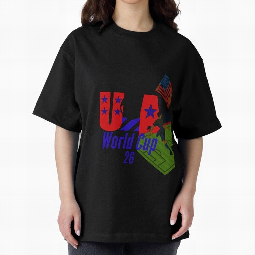 usa world cup 26 Oversized T-Shirt Show Love for Legendary Goals in FIFA World Cup 2026 for Fans of Messi, Neymar and Mbappe and Germany, Bringing Championship Spirit, Famous Goals, Roaring Crowds and International Football Unity; Great for