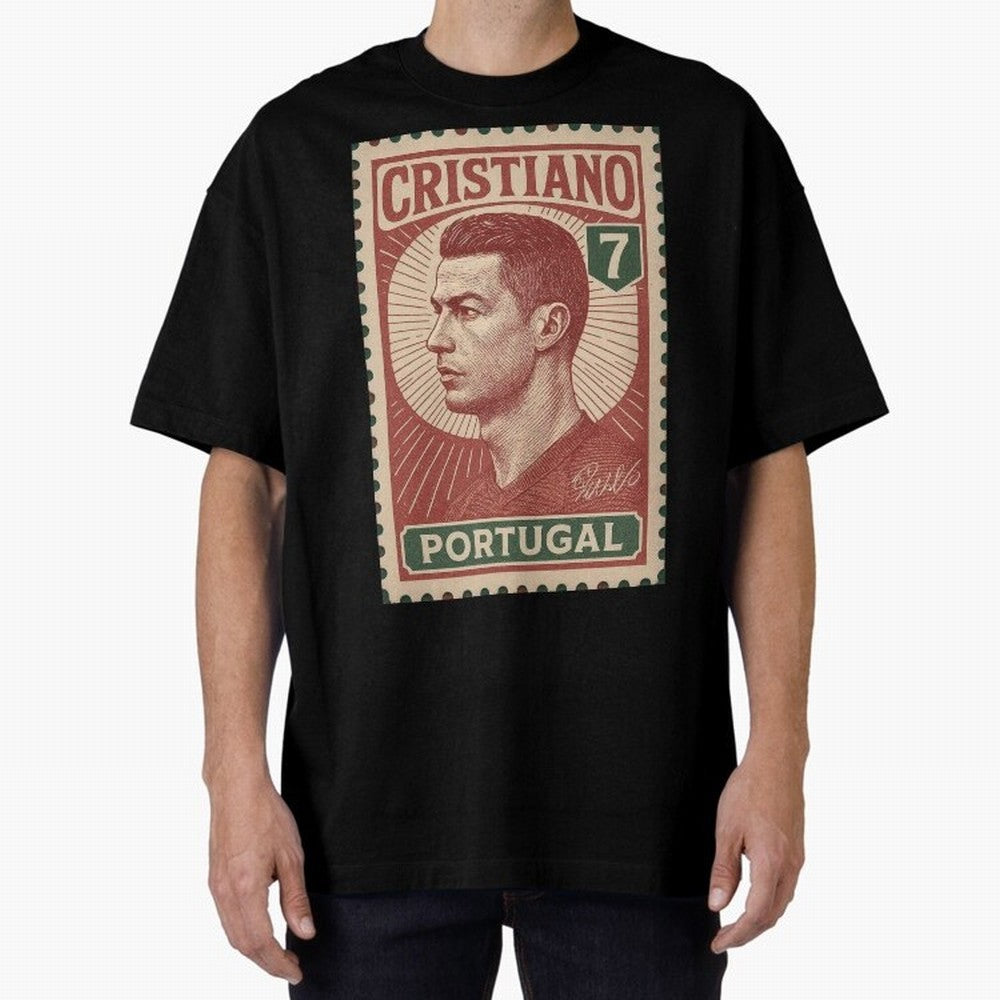 Vintage Portuguese Football Legend No.7 Poster, sticker ¨C Retro Soccer Icon Art for Fans of Manchester, Madrid & Juventus Oversized T-Shirt Celebrate Soccer Greatness during the FIFA World Cup 2026 Group Stage Journey through Mbappe and Neymar