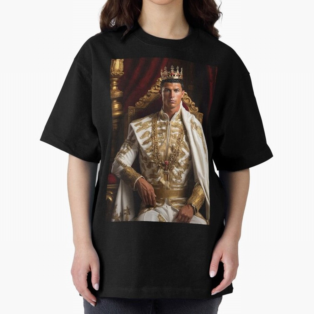 Ronaldo king Oversized T-Shirt Support Match Day Hype around FIFA World Cup 2026 USA Canada Mexico, Messi, France and Portugal, Champion Mindset, Group Stage Buzz, Knockout Tension and Passionate Fan Culture; Ideal for Football Dads, Football Moms,