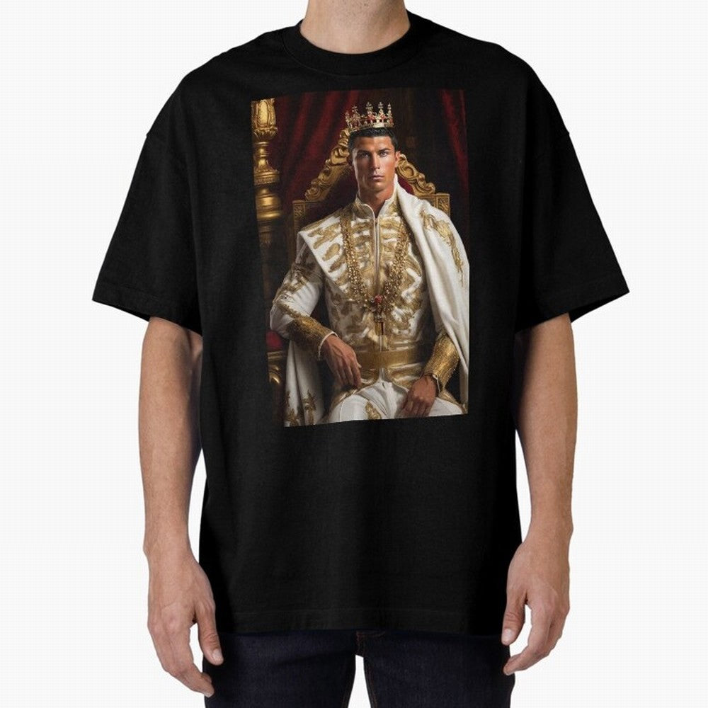 Ronaldo king Oversized T-Shirt Support Match Day Hype around FIFA World Cup 2026 USA Canada Mexico, Messi, France and Portugal, Champion Mindset, Group Stage Buzz, Knockout Tension and Passionate Fan Culture; Ideal for Football Dads, Football Moms,