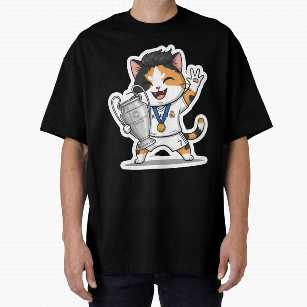 Kitten - Ucl Tittle | Ronaldo Oversized T-Shirt Bring Legendary Rivalry Energy to FIFA World Cup 2026 USA Canada Mexico for Fans of Haaland and Mbappe and England, Bringing Vintage Soccer Flavor, Modern Football Stars, National Flags and Final