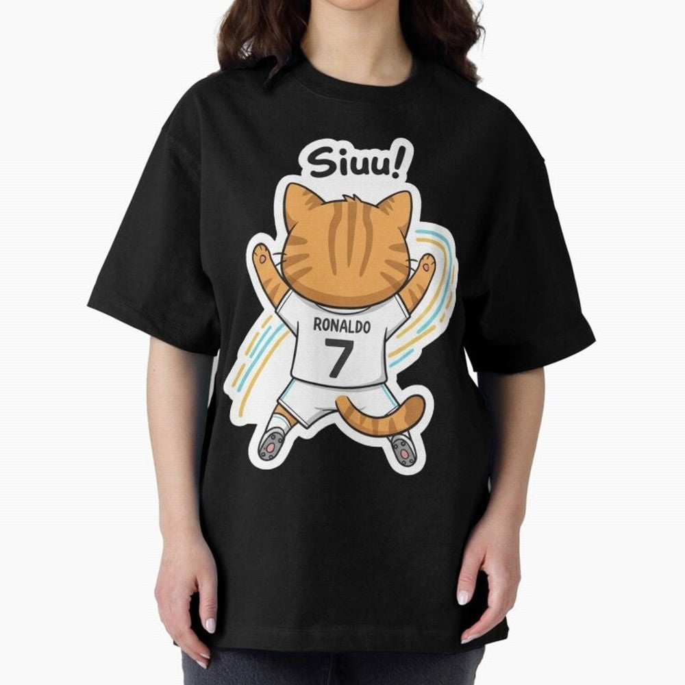 Kitten - Funny Siuuu Celebration Cat Meme | Ronaldo Oversized T-Shirt Relive Legendary Nights from Match Day Hype around FIFA World Cup 2026 Group Stage, Messi and Cristiano Ronaldo, Portugal, Spain and Germany, Championship Spirit, Famous Goals,